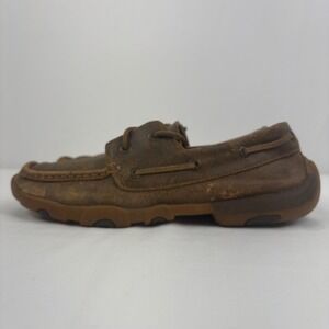 Twisted X Women's Bomber Brown Leather Driving Moc Boat Shoes WDM0003 Size 8.5